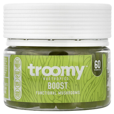 Product Image for Troomy Nootropics, Boost, Functional Mushrooms Gummies, Lemon Lime, 60 Gummies