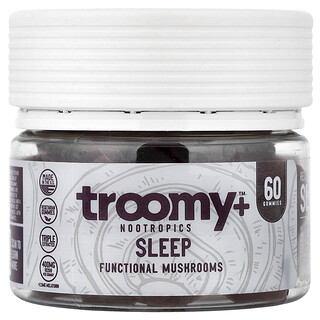 Troomy Nootropics, Tidur, Gummies Cendawan Fungsional, Raspberi Hitam, 60 Gummies