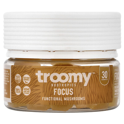 Product Image for Troomy Nootropics, Focus, Functional Mushrooms Gummies, Passionfruit Tangerine, 30 Gummies