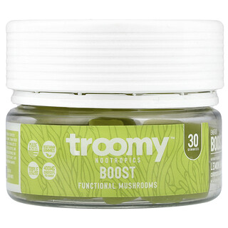 Troomy Nootropics, Boost, Gommes fonctionnelles aux champignons, Citron et citron vert, 30 gommes