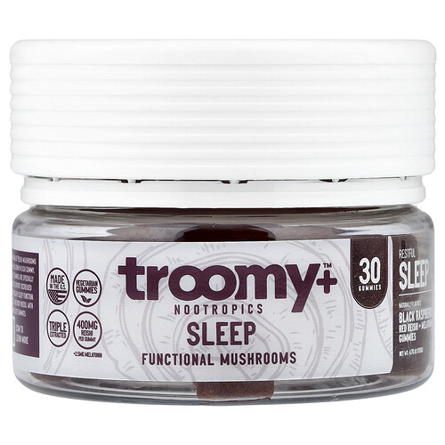 Troomy Nootropics, Sleep, Functional Mushrooms Gummies, Black Raspberry, 30 Gummies