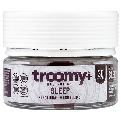 Troomy Nootropics, Sleep, Functional Mushrooms Gummies, Black Raspberry, 30 Gummies