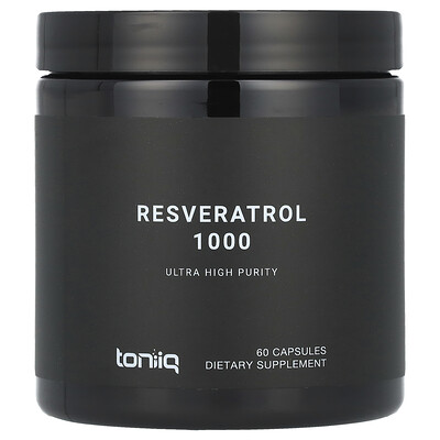Toniiq, Resveratrol 1000, 60 cápsulas (500 mg por cápsula)