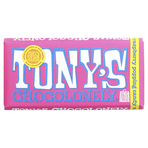 Tony's Chocolonely, White Chocolate Bar, Raspberry Popping Candy, 6.35 oz (180 g)