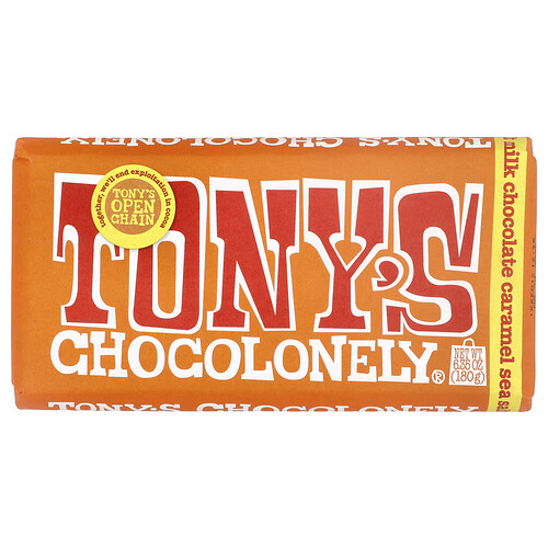 Tony's Chocolonely, Milk Chocolate Bar, Caramel & Sea Salt, 6.35 oz (180 g)