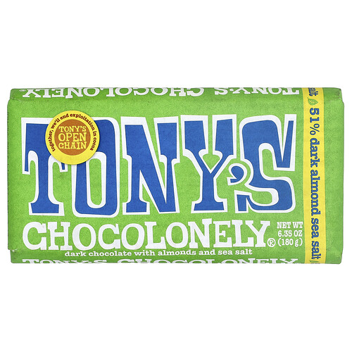 Tony's Chocolonely 51% Dark Chocolate Bar with Almonds and Sea Salt, 6.35 oz | CVS
