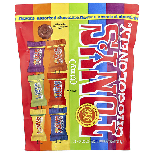 Tony's Chocolonely, Tiny Assorted Chocolate, 14 Pieces, 0.32 oz (9 g) Each
