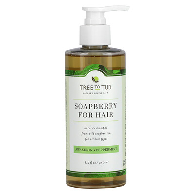 Купить Tree To Tub Soapberry для волос, успокаивающий шампунь для жирных волос и чувствительной кожи головы, пробуждающая перечная мята, 250 мл (8, 5 жидк. Унции)