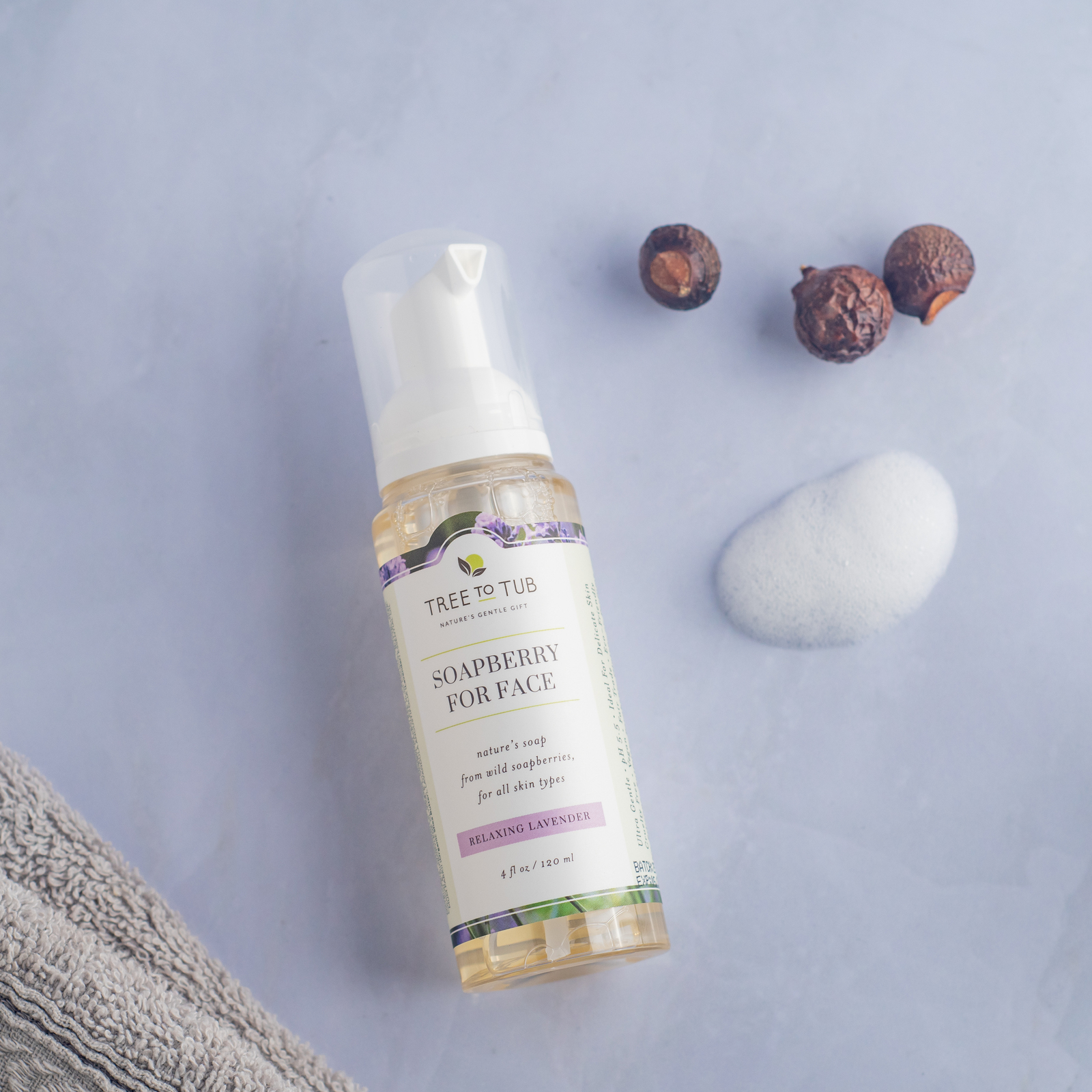 Tree To Tub, Soapberry Gentle Foaming Face Wash Cleanser, Moisturizing, pH Balanced for Dry