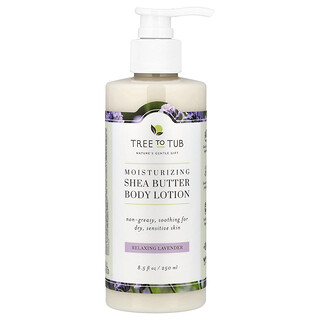 Tree To Tub, Losyen Badan Pelembap Mentega Shea, Tidak Berminyak, Melembapkan untuk Kulit Kering, Sensitif, Lavender, 8.5 fl oz (250 ml)