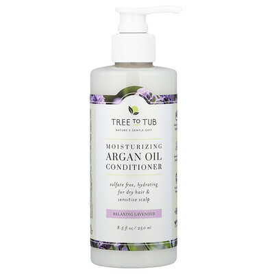 Tree To Tub, Acondicionador humectante con aceite de argán, Para cabello seco y cuero cabelludo sensible, Lavanda relajante, 250 ml (8,5 oz. líq.)