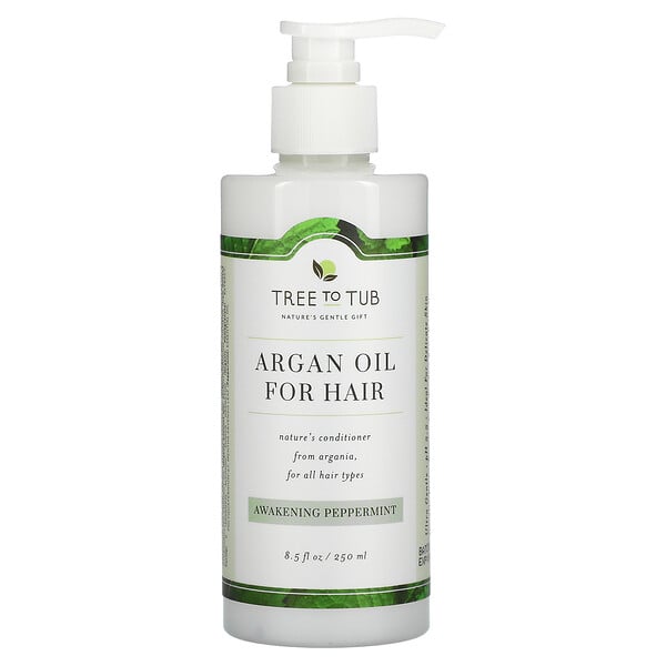 Tree To Tub‏, Argan Oil for Hair, Soothing Conditioner for Oily Hair & Sensitive Scalp, Awakening Peppermint, 8.5 fl oz (250 ml)