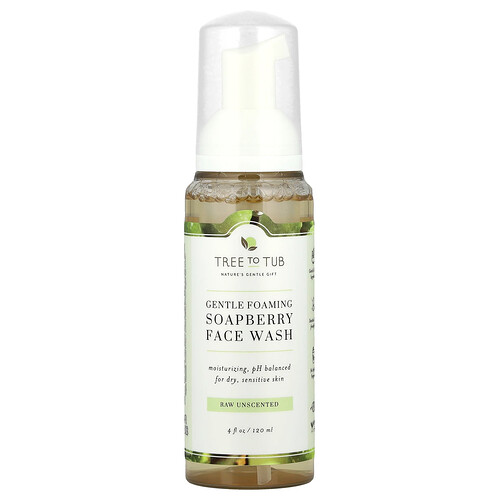 Tree To Tub, Soapberry Gentle Foaming Face Wash, sanfter, schäumender Gesichtsreiniger, für trockene, empfindliche Haut, roh, duftneutral, 120 ml (4 fl. oz.)