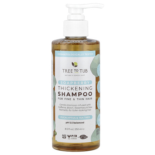 Tree To Tub, Soapberry Thickening Shampoo, Eucalyptus & Tea Tree, For Fine & Thin Hair, 8.5 fl oz (250 ml)