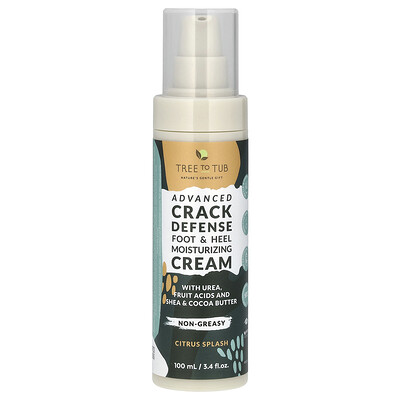 Tree To Tub  Advanced Crack Defense  Foot & Heel Moisturizing Cream  Citrus Splash  3.4 fl oz (100 ml)