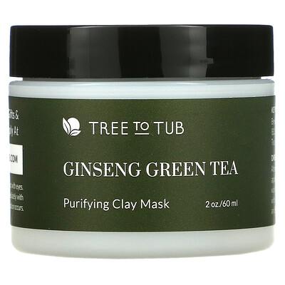 Tree To Tub очищающая маска с глиной, с женьшенем и зеленым чаем, 60 мл (2 унции)
