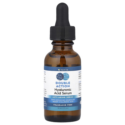 Tree To Tub, Double Action Hyaluronic Acid Serum, Fragrance Free, 1 fl oz (30 ml)
