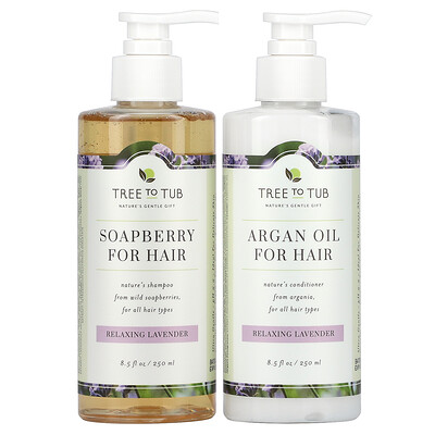 Купить Tree To Tub Увлажняющий шампунь с мылом и аргановым маслом для сухих волос и чувствительной кожи головы, расслабляющая лаванда, набор из 2 предметов