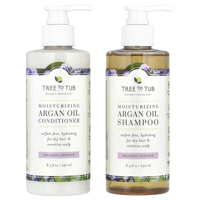 Product Image for Tree To Tub, Moisturizing Argan Oil Shampoo & Conditioner Set, For Dry Hair, Relaxing Lavender, 2 Piece Set, 8.5 fl oz (250 ml) Each