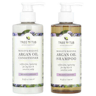 Tree To Tub, Moisturising Argan Oil Shampoo & Conditioner Set, For Dry Hair, Relaxing Lavender, 2 Piece Set, 8.5 fl oz (250 ml) Each