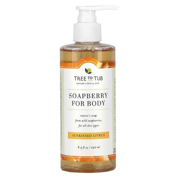 Soapberry for Body, Vitamin C Body Wash for Dry, Sensitive Skin, Sunkissed Citrus, 8.5 fl oz (250 ml)
