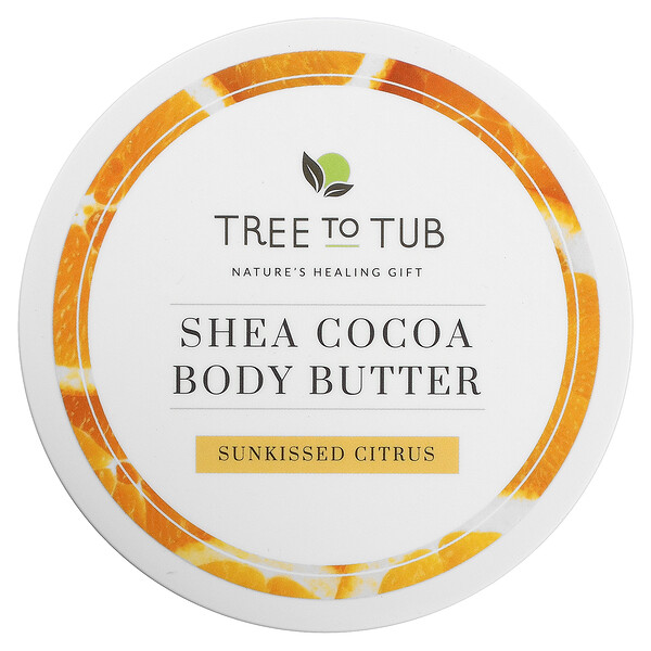 Tree To Tub, Shea Cocoa Body Butter, Deep Moisturizing Body Butter for Very Dry Skin, Sunkissed Citrus, 6.7 fl oz (200 ml)