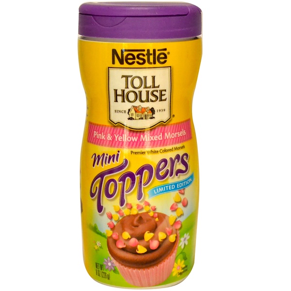 Nestle Toll House, Mini Toppers, Pink & Yellow Mix Morsels, 8 oz (226 g) (Discontinued Item) 