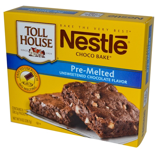 Nestle Toll House, Шоколад для выпечки, вкус плавленого несладкого шоколада, 8 упаковок по 1 унции (28.3 г) (Discontinued Item) 