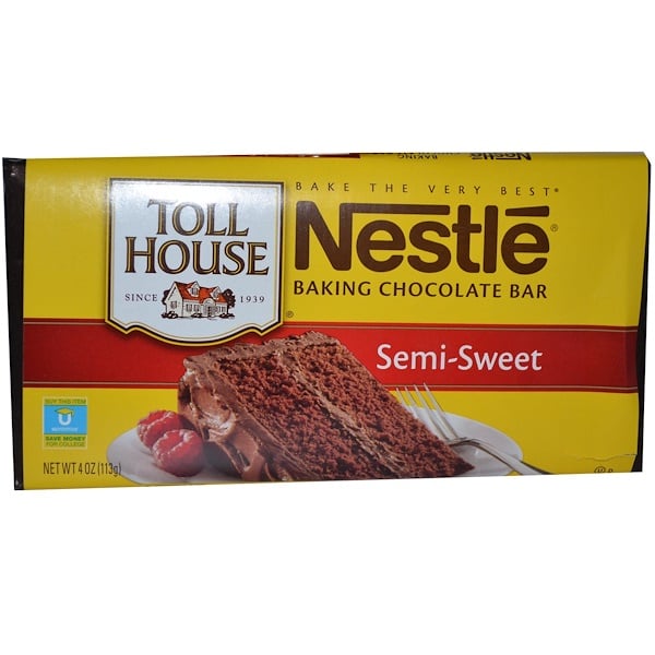 Nestle Toll House, Baking Chocolate Bar, Semi-Sweet, 4 oz (113 g) (Discontinued Item) 