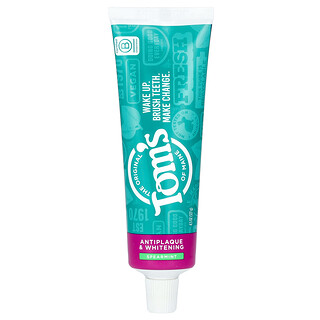 Tom's of Maine, Antiplaque & Whitening Toothpaste, Fluoride Free, Spearmint , 4.5 oz (127 g)