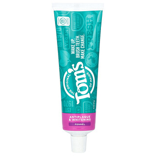 Tom's of Maine, Antiplaque & Whitening Toothpaste, Fluoride Free, Fennel , 4.5 oz (127 g)