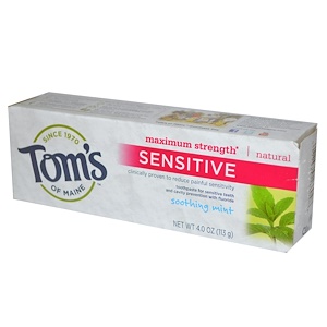 Отзывы о Томс оф Мэйн, Sensitive Toothpaste, Maximum Strength, Soothing Mint, 4 oz (113 g)