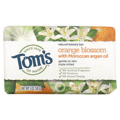 Купить Tom's of Maine Кусковое мыло Natural Beauty, цветы апельсина с марокканским аргановым маслом, 141 г (5 унций)