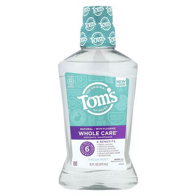 Photos - Toothpaste / Mouthwash Tom's of Maine Tom's of Maine, Whole Care®, Anticavity Mouthwash, Fresh Mint, 16 fl oz  TOM-45783(473 ml)