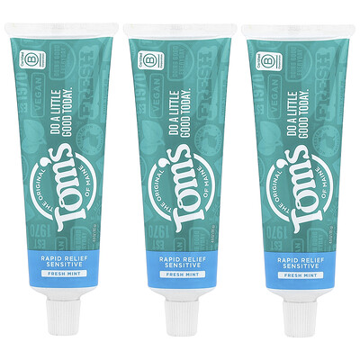 Photos - Toothpaste / Mouthwash Tom's of Maine Tom's of Maine, Rapid Relief Sensitive Fluoride Free Toothpaste Fresh Mint, 4 oz Each / 3 Pack TOM-47090
