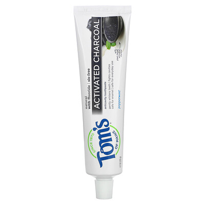 Купить Tom's of Maine Натуральная зубная паста против кариеса, активированный уголь с фтором, перечная мята, 133 г (4, 7 унции)
