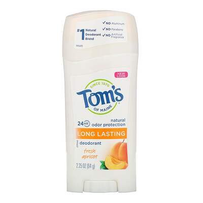 Tom's of Maine Natural Long Lasting Deodorant, Fresh Apricot, 2.25 oz (64 g)