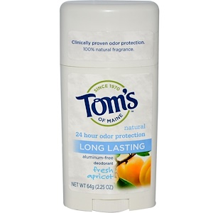 Tom's of Maine, Натуральный дезодорант длительного действия, без алюминия, свежий абрикос, 2,25 унции (64 г)