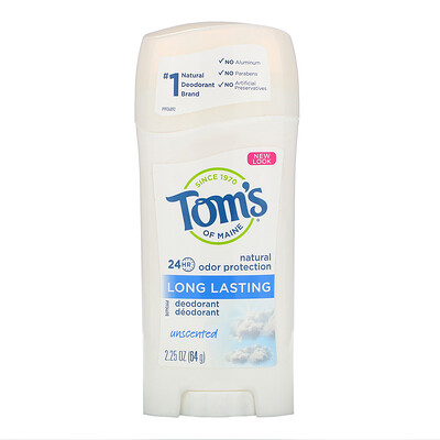 Tom's of Maine Натуральный долгоиграющий дезодорант, не имеющий запаха, 2,25 унции (64 г)