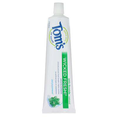 Купить Tom's of Maine Natural Anticavity, Wicked Fresh! with Fluoride Toothpaste, Cool Peppermint, 4.7 oz (133 g)