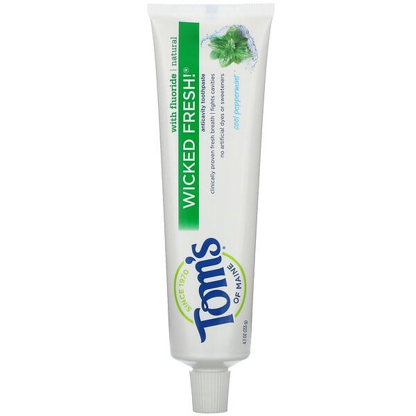 Tom's of Maine, Natural Anticavity,  Wicked Fresh!  with Fluoride Toothpaste, Cool Peppermint, 4.7 oz (133 g)