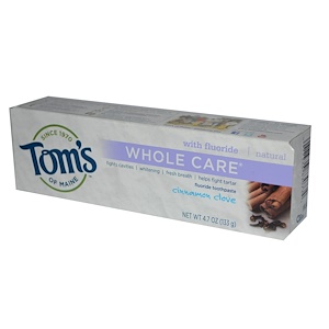 Отзывы о Томс оф Мэйн, Whole Care Fluoride Toothpaste, Cinnamon Clove, 4.7 oz (133 g)