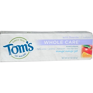 Отзывы о Томс оф Мэйн, Whole Care Fluoride Toothpaste, Orange Mango Gel, 4.7 oz (133 g)