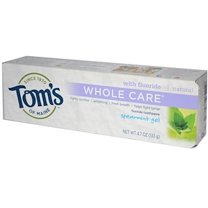 Отзывы о Томс оф Мэйн, Whole Care Fluoride Toothpaste, Spearmint Gel, 4.7 oz (133 g)