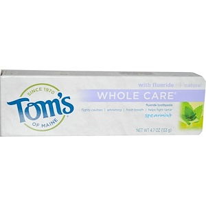 Отзывы о Томс оф Мэйн, Whole Care Fluoride Toothpaste, Spearmint, 4.7 oz (133 g)