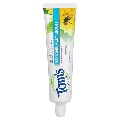 Купить Tom's of Maine Natural Botanically Bright Whitening Toothpaste, без фтора, перечная мята, 133 г (4, 7 унции)