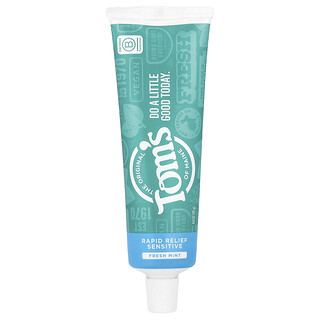 Tom's of Maine, Pasta dental para personas sensibles de alivio rápido, Sin fluoruro, Menta fresca, 113 g (4 oz)