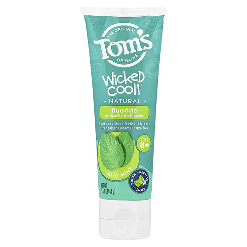 Tom's of Maine, Wicked Cool!®, Natürliche Fluorid-Zahnpasta gegen Hohlraum, ab 8 Jahren, milde Minze, 144 g (5,1 oz)