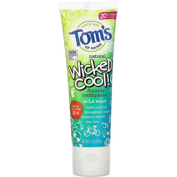 Wicked Cool!, Natural Fluoride Toothpaste, Kids 8+, Wild Mint, 5.1 oz (144 g)