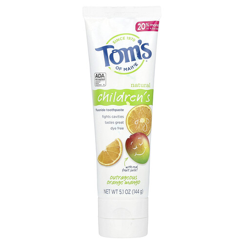 Tom's of Maine, Natürliche Fluorid-Zahnpasta für Kinder, unverschämte Orange-Mango, 144 g (5,1 oz.)